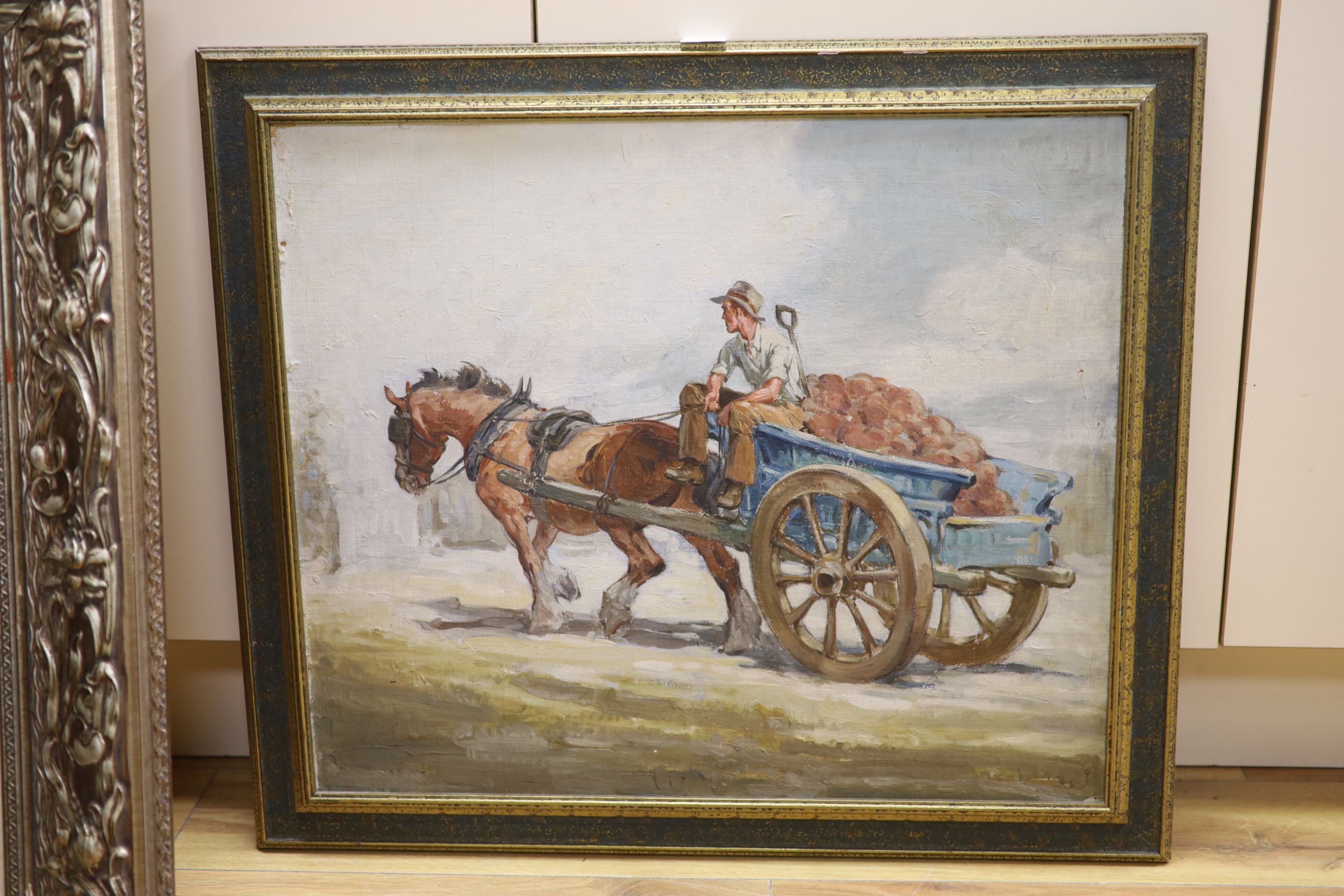 Clifford Caney, oil on canvas board, Farmers cart, 50 x 59cm